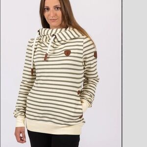 Wanakome Hoodie Woman Small Artemis Oatmeal Stripe Gorpcore Performance Hiking